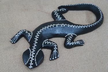 Gecko schwarz aus Holz 
