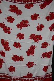 Sarong Blumen Weiß/rot 