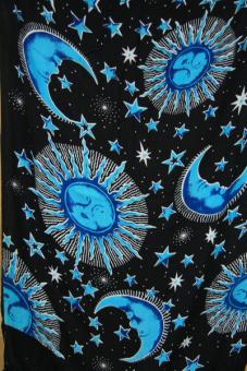 Sarong Sonne Mond Sterne in blau 