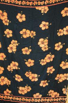 Sarong Blumen in dunkelblau-beige 