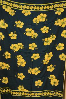 Sarong Blumen in dunkelblau und gelb 