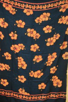 Sarong Blumen in dunkelblau und orange 