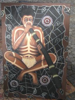 Didgeridoo Bild Spieler im Netz 60 x 40 