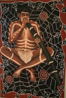 Didgeridoo Bild Spieler im Netz 100 x70cm 