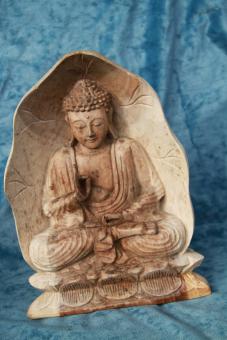 Buddha Holz mit Rahmen 33cm 