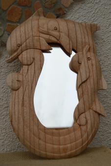 Delfin Spiegel aus Holz 36 x 24 cm 