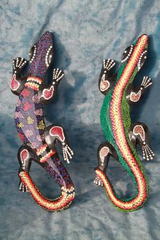 Gecko aus Holz bunt 37 cm 