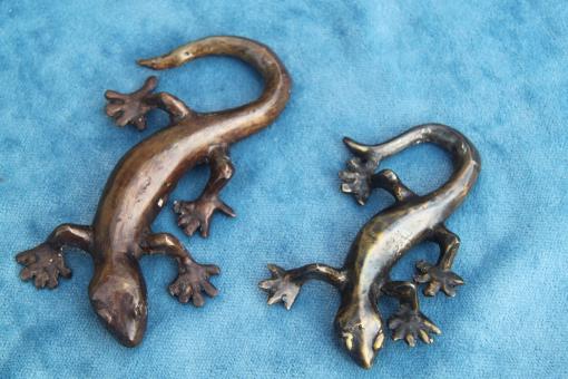 Gecko Bronze glatt 17 und 13 cm 13 cm
